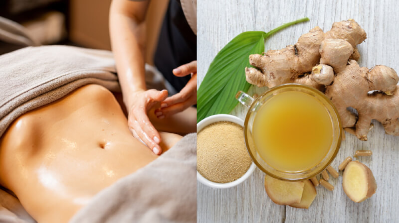 cách massage bụng bằng rượu gừng